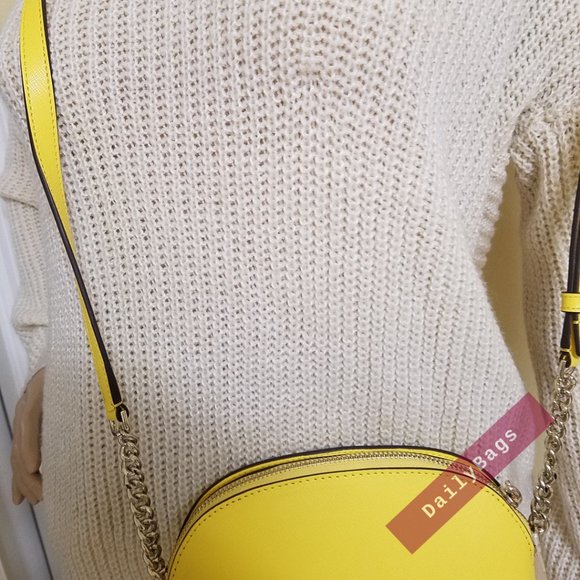 NWT KATE SPADE 100% AUTHENTIC SPENCER SMALL DOME CROSSBODY YELLOW SESAME - Picture 8 of 9